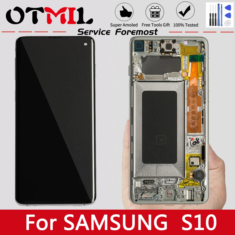 

ЖК-дисплей Super AMOLED для Samsung Galaxy S10 G9730 G973, сенсорный экран в сборе с дигитайзером для Samsung S10 Plus G9750, дисплей S10E LCD