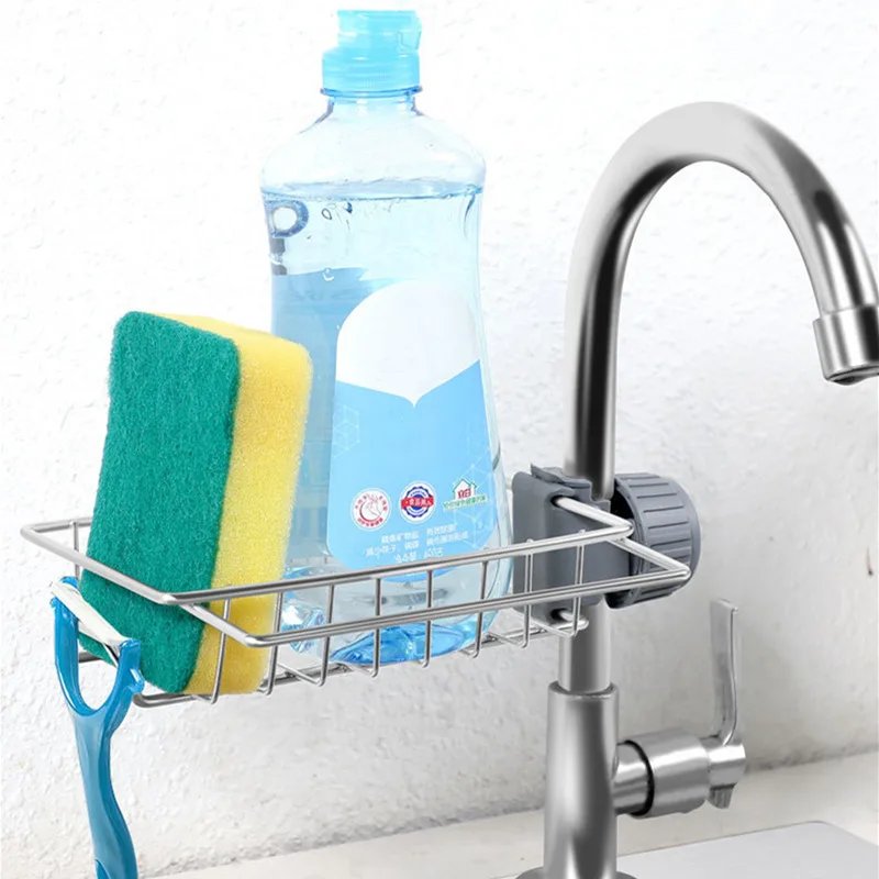 

Soap Sponge Stainless Rag Pool Steel Basket Rack Shelf Organizer Drainer Adjustable Dry Kitchen Storage Towel Dishcloth Faucet
