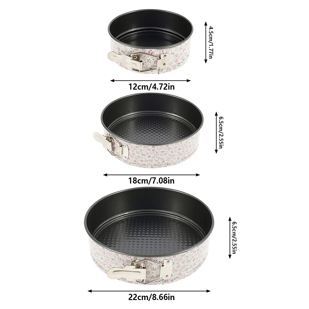 

Springform Pan Set of 3 Non-stick Cheesecake Pan Includes 4" 7" 9" Round Cake Pan 6" Icing Spatula and Icing Smoother Cake Mold