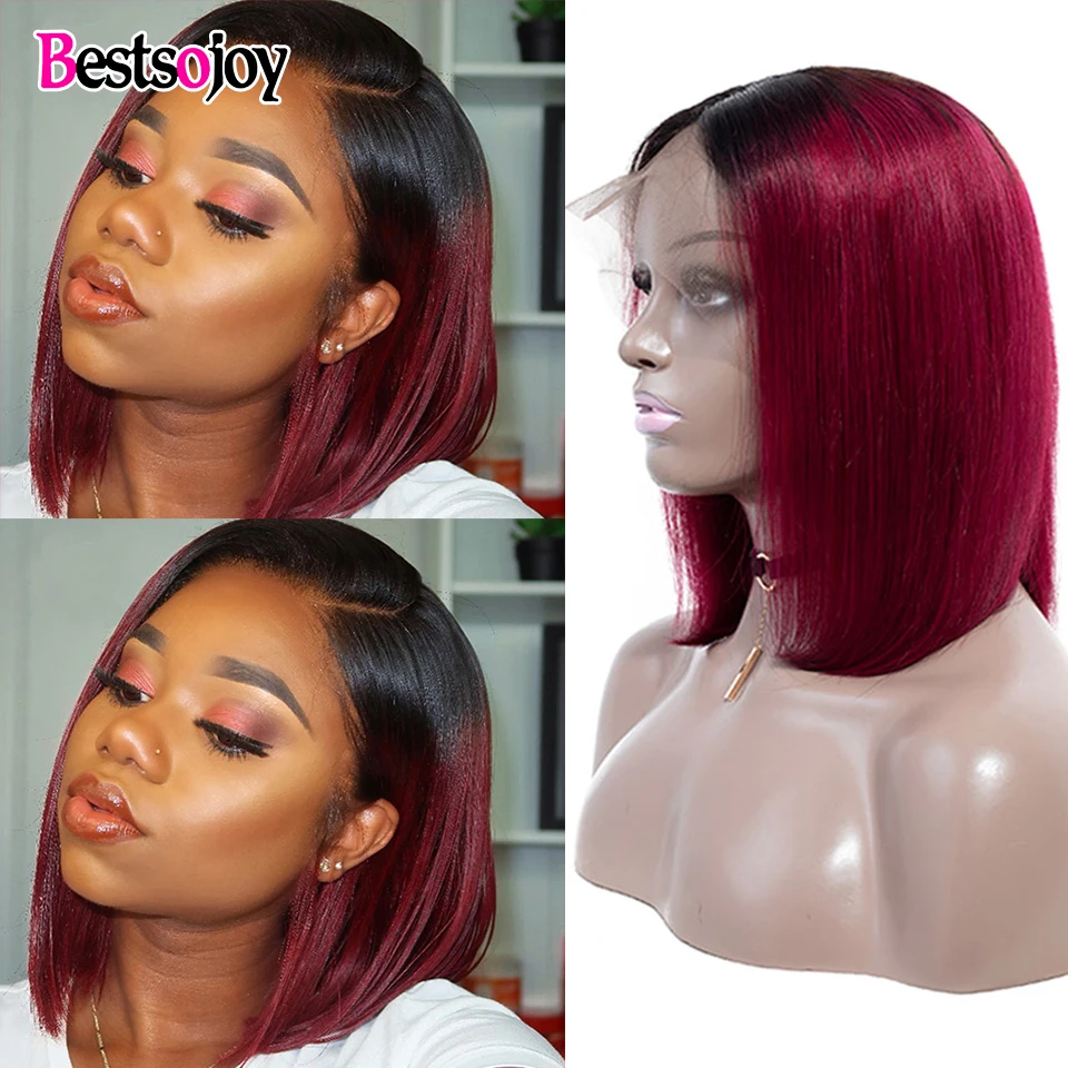 Straight Bob Wigs 13x4 Lace Front Human Hair Wig Blonde Highlight Ombre Lace Closure Wigs Pre-Plucked Wig With Baby Hair Remy