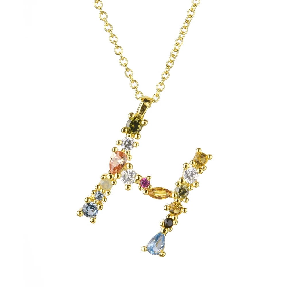 Gold H Altruist 925 пробы серебро I Am Initial C P кулон Nekclace Красочный Кристалл Мини-проба Длинная цепочка регулируемое ожерелье ювелирные изделия - Окраска металла: Gold H