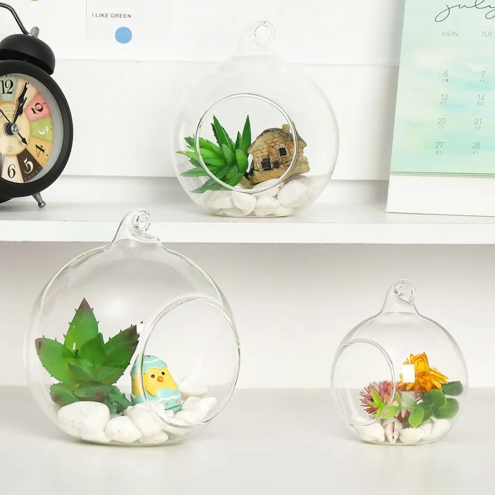 

Прозрачный стеклянный контейнер Microlandscape, Наполняемый Боул с открытым горлом, подвесной/настольный горшок для растений, Рождественское укр...