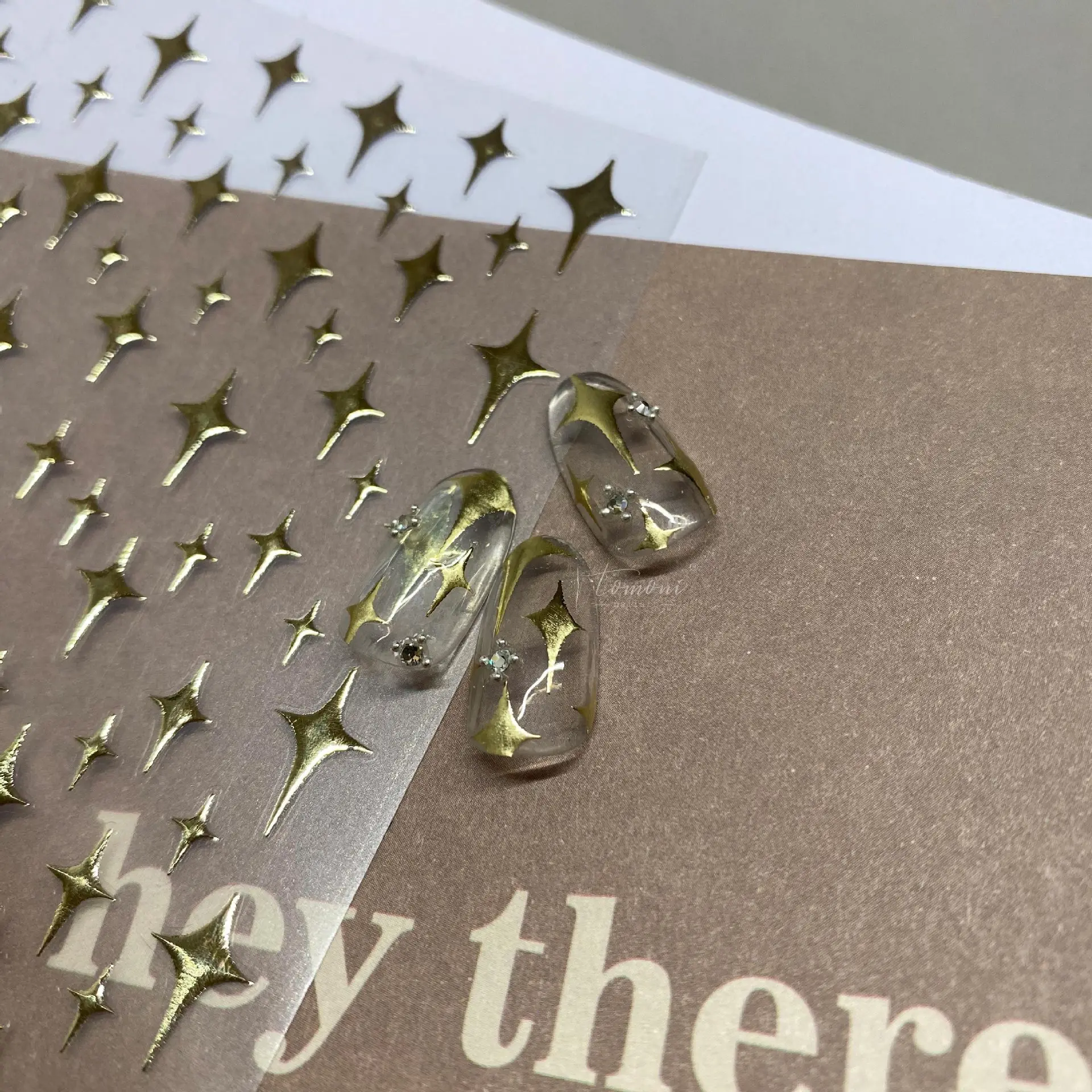 

Colorful Gold Realistic Manicure Nail Decals Polish Stickers Laser Gilding Flower Star 5D Engraved Nail Art Sticker Decorations