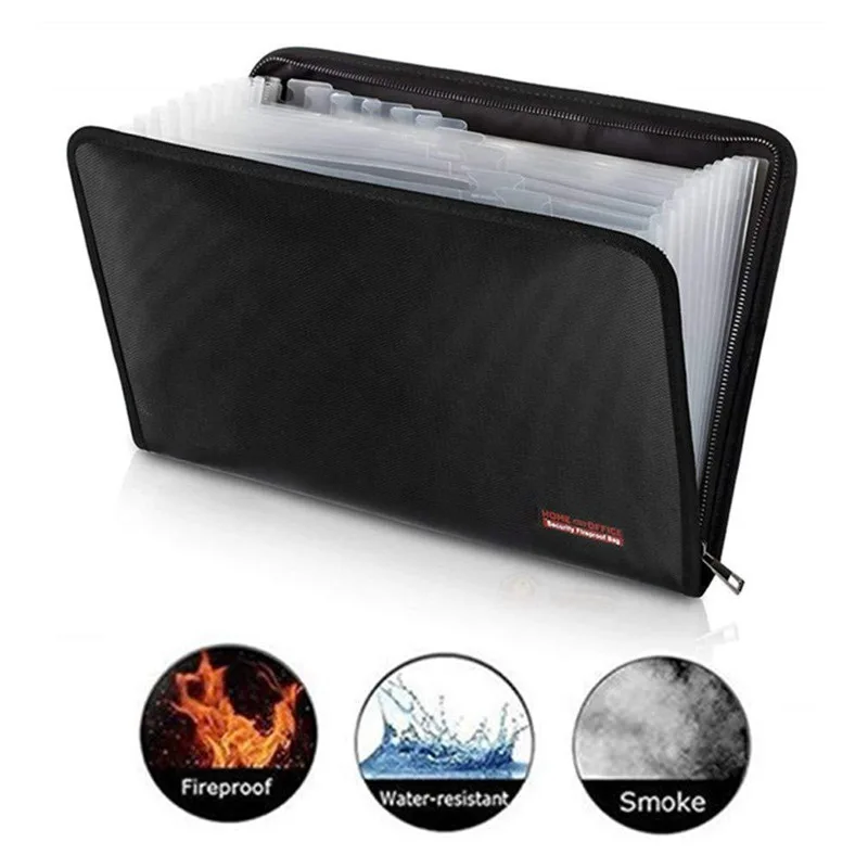 Огнеупорная Водонепроницаемая папка для документов с 12 карманами на молнии DQ-Drop |