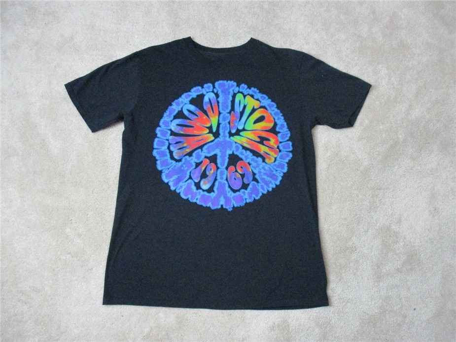 Вудсток концертная футболка для взрослых средний черный синий галстук краситель