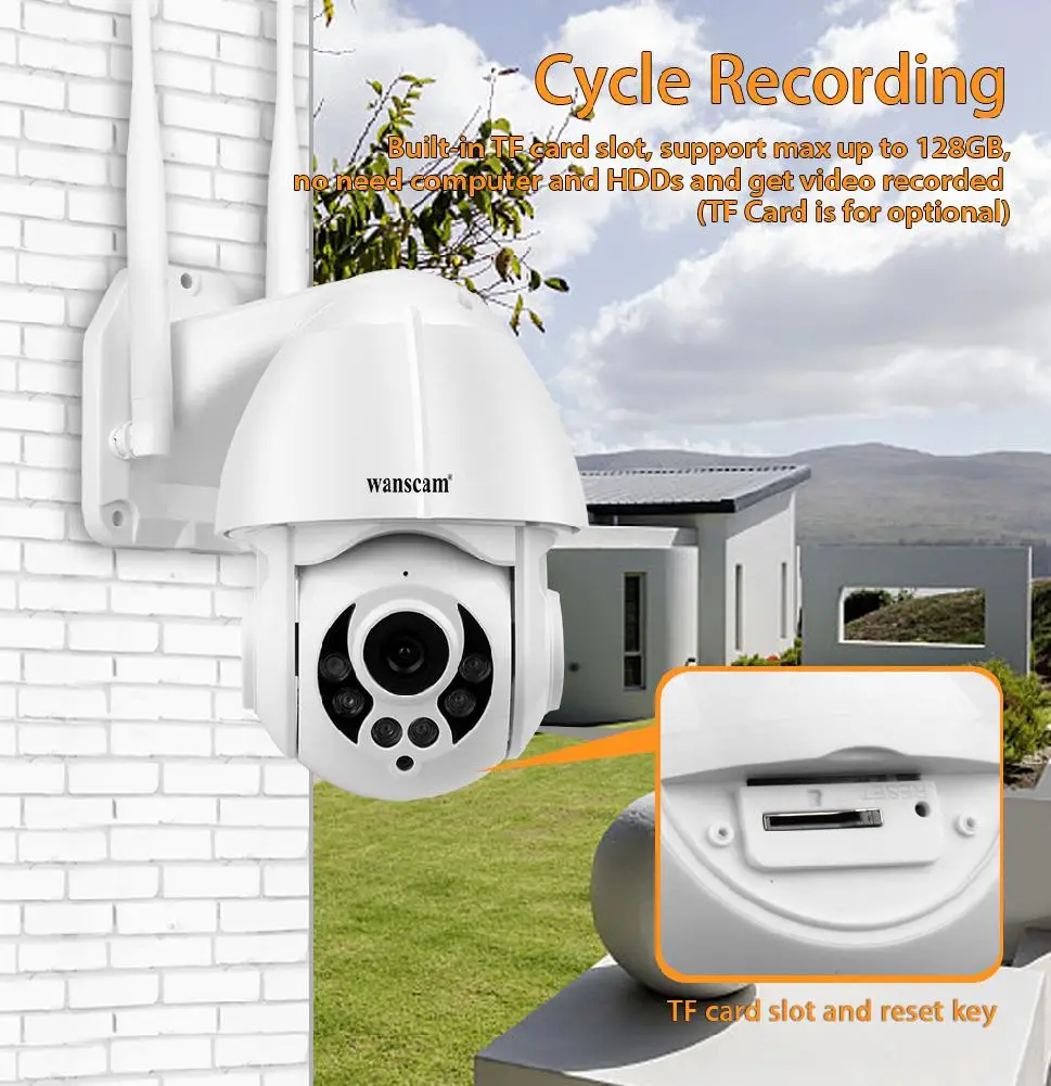 1080P FHD Беспроводная PTZ WiFi IP камера 4X Zoom Обнаружение движения лица автоматическое