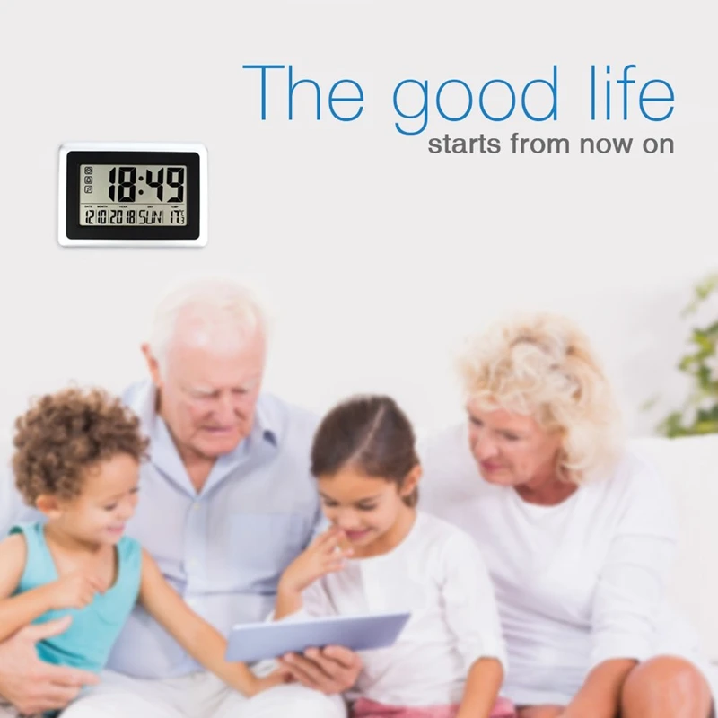 Цифровые настенные часы с большим дисплеем бесшумные настольные на батарейках