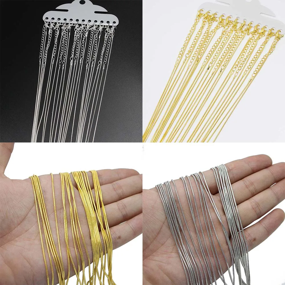 

12Pcs Snake Chain Necklace With Lobster Clasp 45cm Gold White K Fashion DIY Jewelry Chains Choker Making Accessories