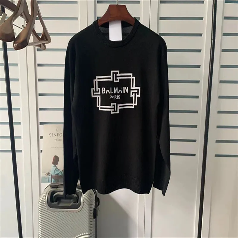 

2021 Autumn And Winter Women's Sweater Loose Pullover Jacquard Letter Sweater Silk Linen Long Sleeve Sweater Couple's Top C122