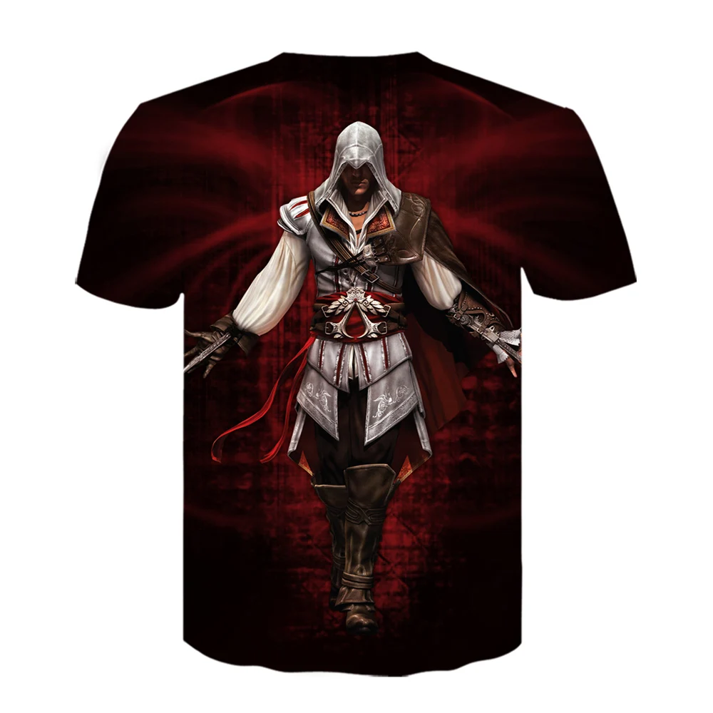 Повседневная мужская Assassins Creed футболка Веселая футболка с короткими рукавами с 3D принтом летние футболки в стиле хип-хоп белая рубашка мужские рубашки
