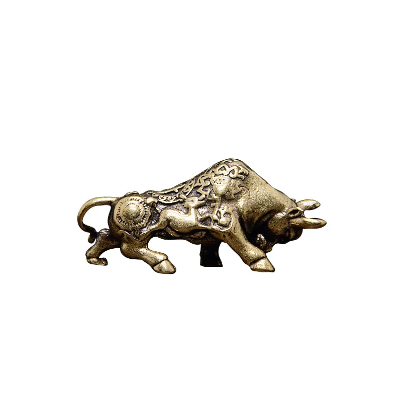

Retro Brass Bull Ornament Sculpture Copper Miniature Ornaments Desk Decoration Rich Cow Ornaments Creative Small Gifts