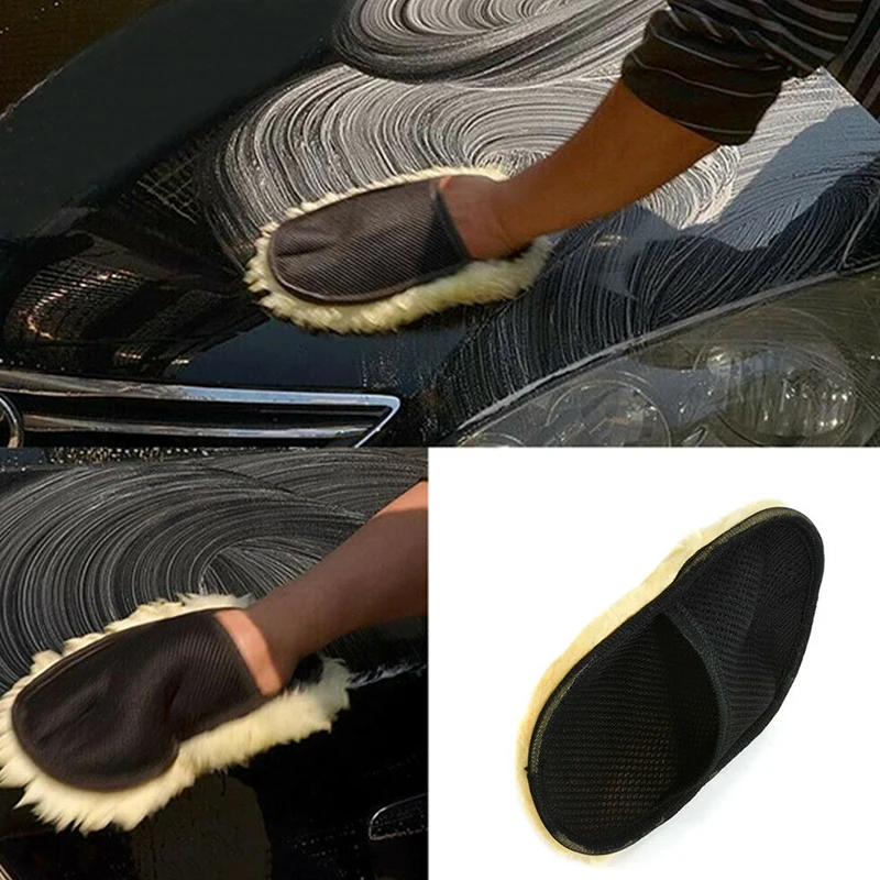 

1PCS Super Soft Lambswool Car Beauty Washing Glove Mitt Deep Pile Cleaning Tool Imitation Wool Car Wash Glove Car Accessories