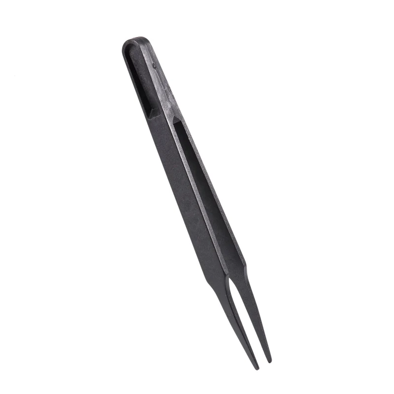 

HOT-Industries Round Tip Straight Plastic Anti-static Tweezers Black 10Pcs