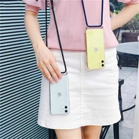 crossbody necklace lanyard strap mobile phone case for iphone 11 pro xs max xr x 7 8 6 6s plus 5 5s se 2 transparent back cover
