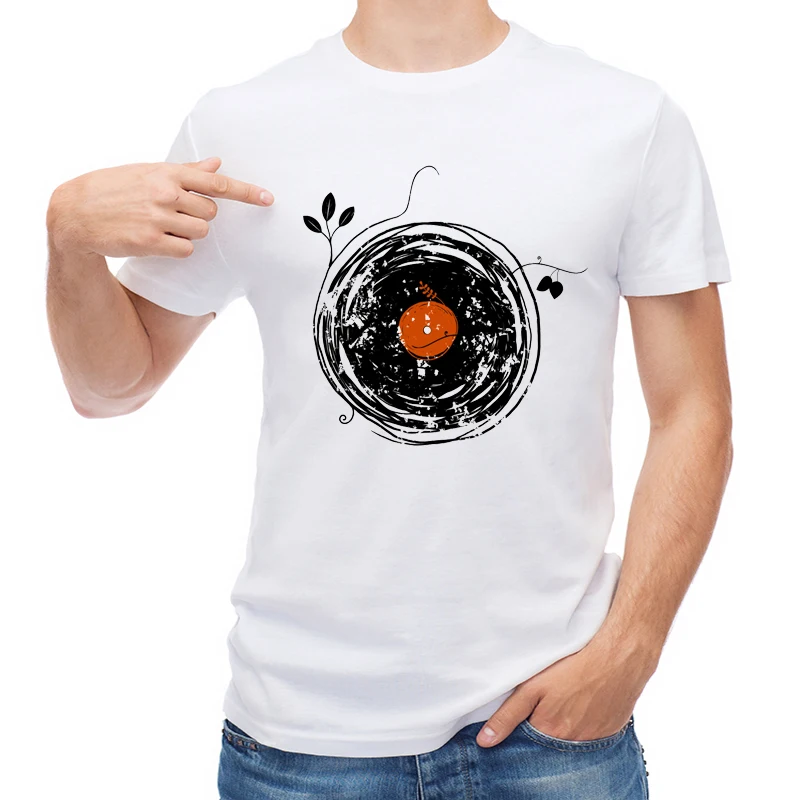 

TEEHUB Summer Retro Music DJ Design Men T-shirt Fashion Vinyl Records Printed Short Sleeve T Shirt O-Neck Tops Cool Tees