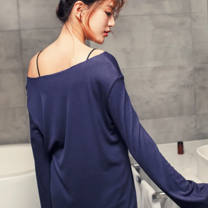 

Spring and Summer Home Suit Thin Solid Color Modal Cotton Simple Women Pajamas Set Round Neck Soft Touch Outside Wear Pijama