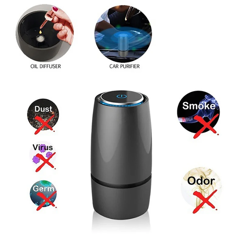 

Top Sale Negative Ion Generator Car Air Purifier Usb Hepa Filter Car Air Cleaner Essential Oil Aromatherapy Vehicle Purifier