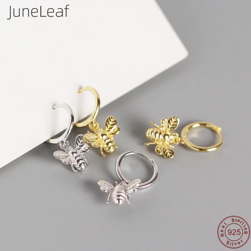 

JuneLeaf Real 100% 925 Sterling Silver Jewelry Punk Insect Bee Stud Earrings For Fashion Women Femme Animal Bohemia Accessories