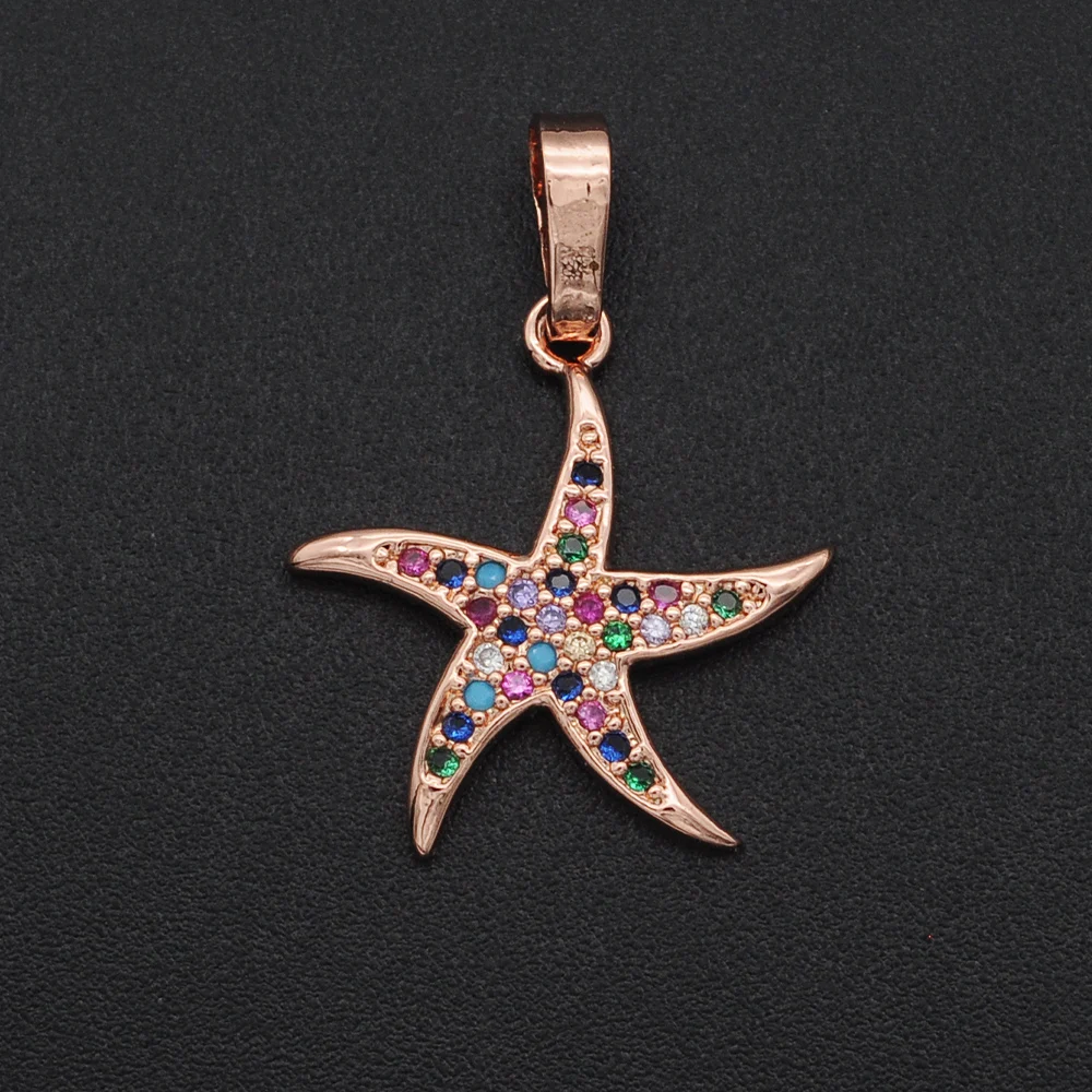 DIY CZ Dolphin Charms Wholesale Starfish Necklace Pendant Turtle Crab Zircon Connector for Fish Shell Jewelry Making image 4