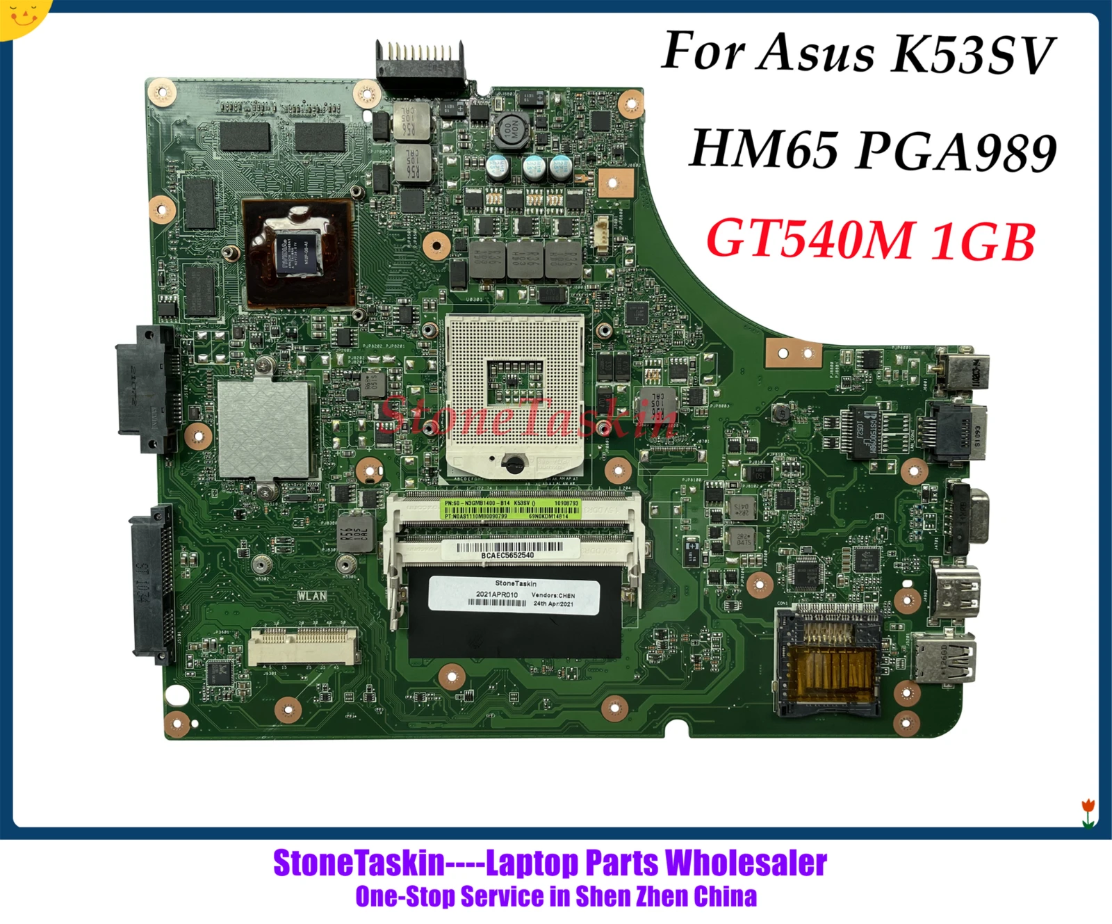 Материнская плата StoneTaskin K53SD REV2.1 для ноутбука ASUS K53SV материнская HM65 DDR3 GT540M 1 ГБ 100%