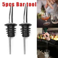5pcs stainless steel bottle caps liquor spirit pourer dispenser free flow wine pour spout stopper barware bar kitchen tool