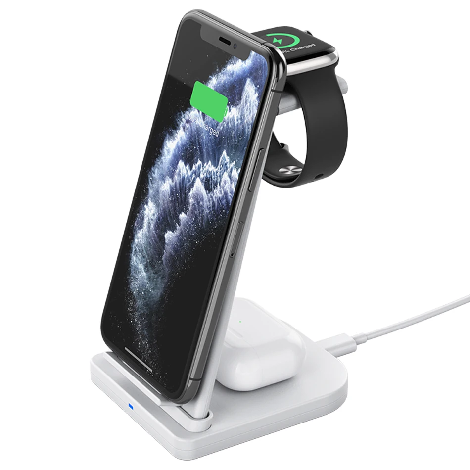 

Беспроводное зарядное устройство 3 в 1 для iPhone 11, 11Pro, XS, X, 8, Samsung S10, S20, note10, зарядная станция для Apple Watch 6, 5, 4, Airpods Pro