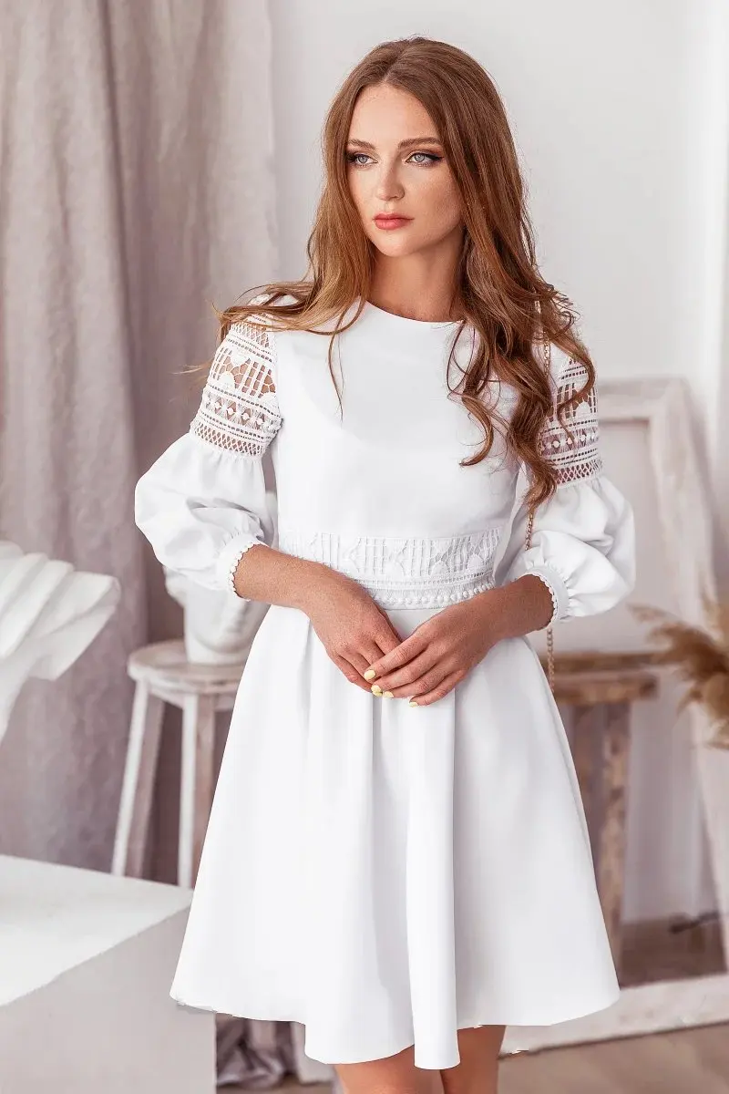 Весна-осень новое повседневное женское платье для вечеринки модное кружевное с