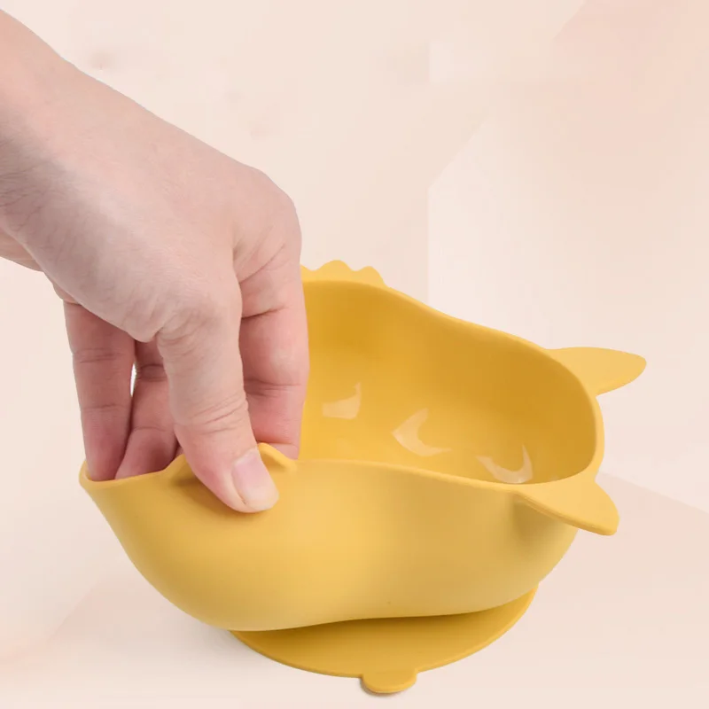 Детская силиконовая миска для кормления с присоской в форме белки, набор посуды для детей ложкой, детские тарелки, кухонная посуда.