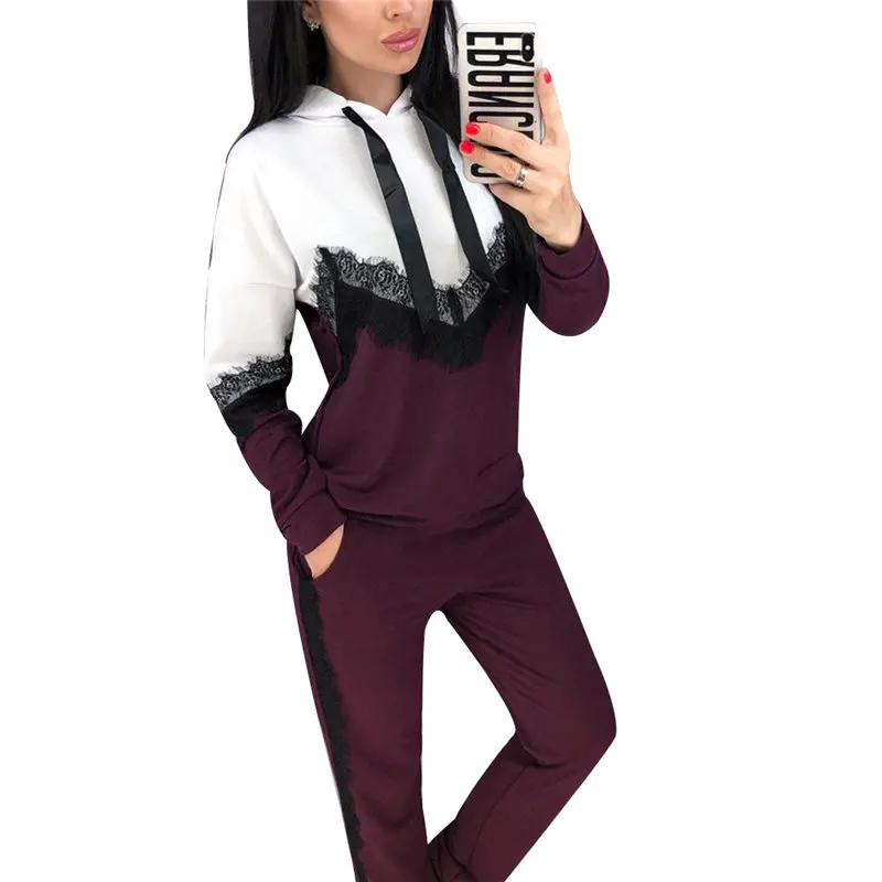 Новинка Женский пуловер комплект из 2 предметов однотонная Кружевная футболка с