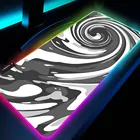 Спиральный черный белый текстурный RGB большой игровой коврик для мыши для ПК геймерский компьютерный коврик для мыши Настольный коврик подсветка для клавиатуры Mause