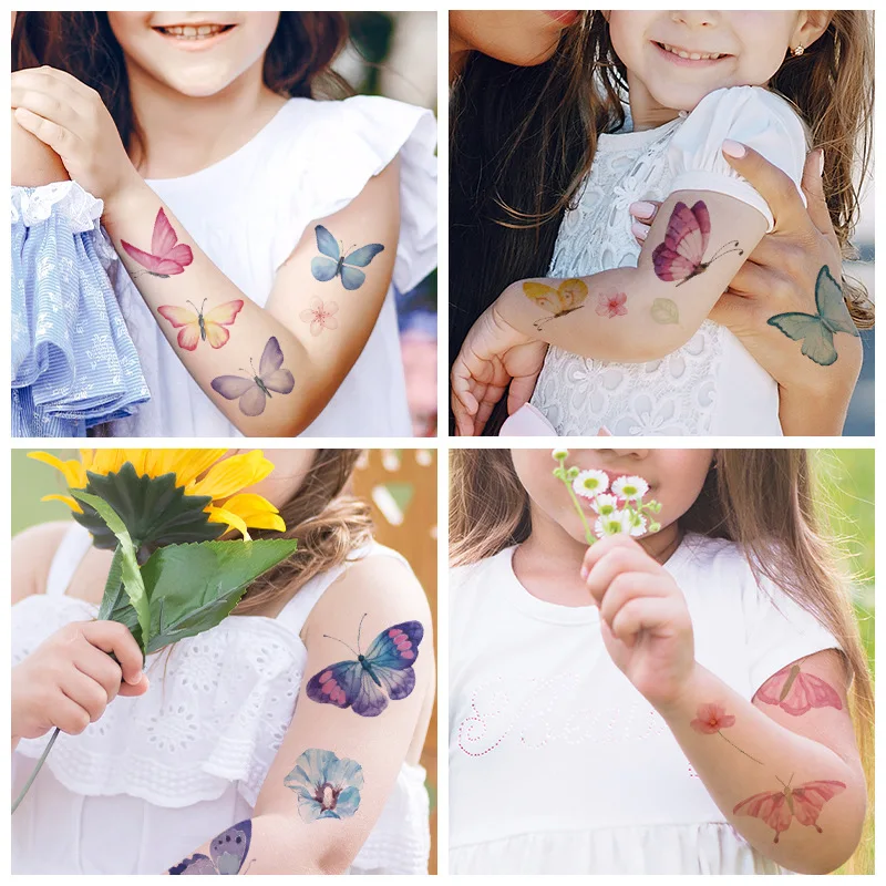 

3Pcs/Set No Repeat Temporary Tattoo Stickers Waterproof Arm Clavicle Body Art Sticker Disposable butterfly tatouage temporaire