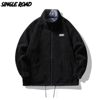 single road mens polar fleece jacket men winter windbreakers coat male hip hop japanese streetwear stand collar jackets for men