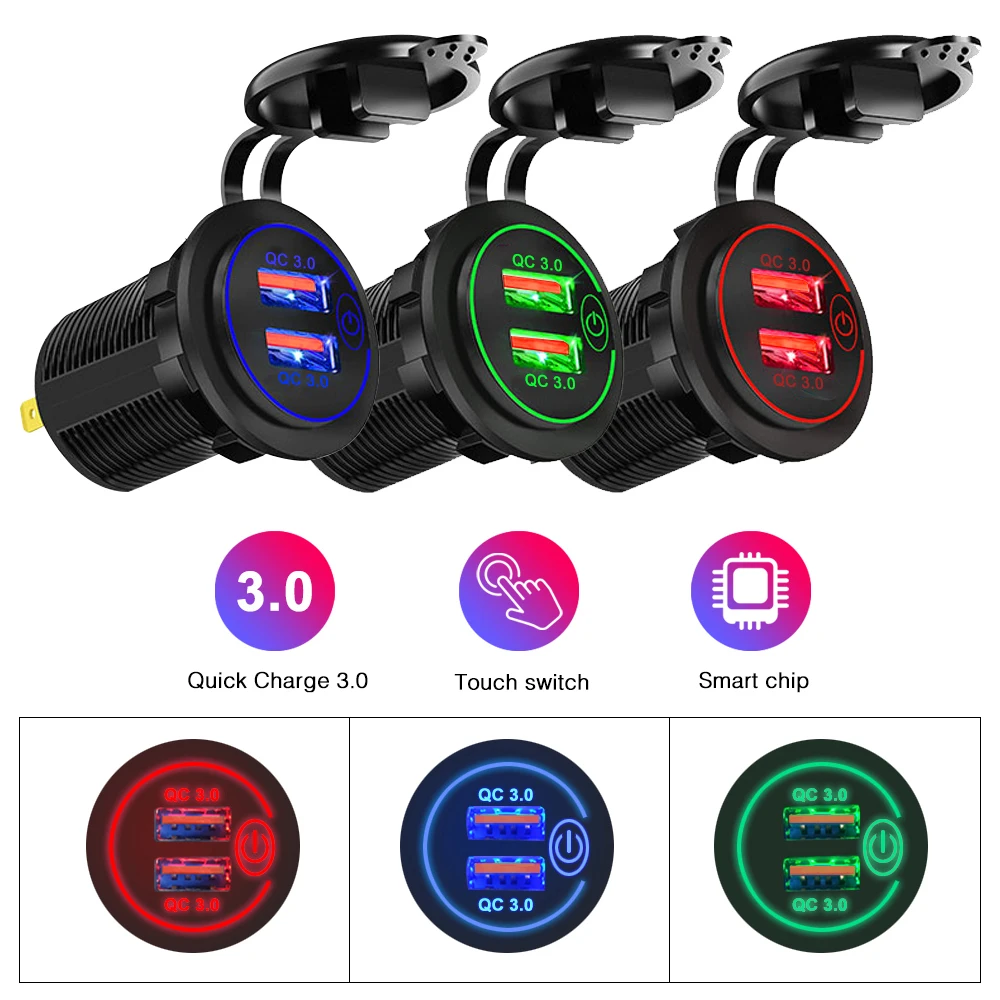 Автомобильный 12 в разъем USB 24 36 Вт QC 3 0 2 зарядное устройство с сенсорным