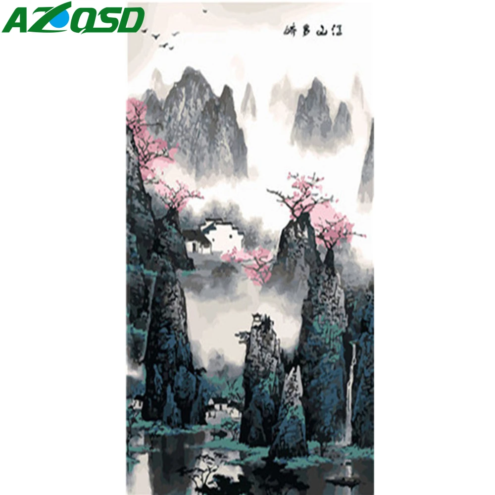 AZQSD Раскраска по номерам Unframe DIY пейзаж украшение дома краска на холсте наборы