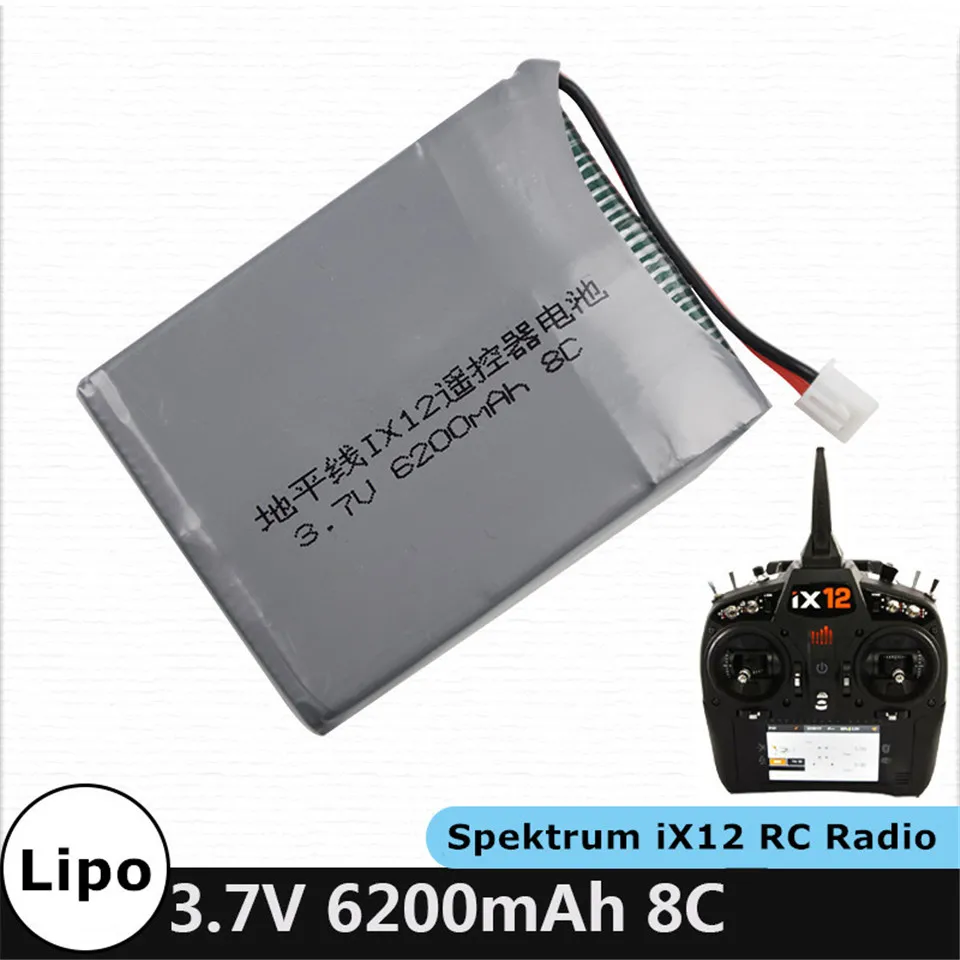 Bater&iacute;a Lipo 1S 3,7 V 6200mah 8C para Spektrum iX12 RC Radio mando a distancia transmisor piezas de repuesto-0