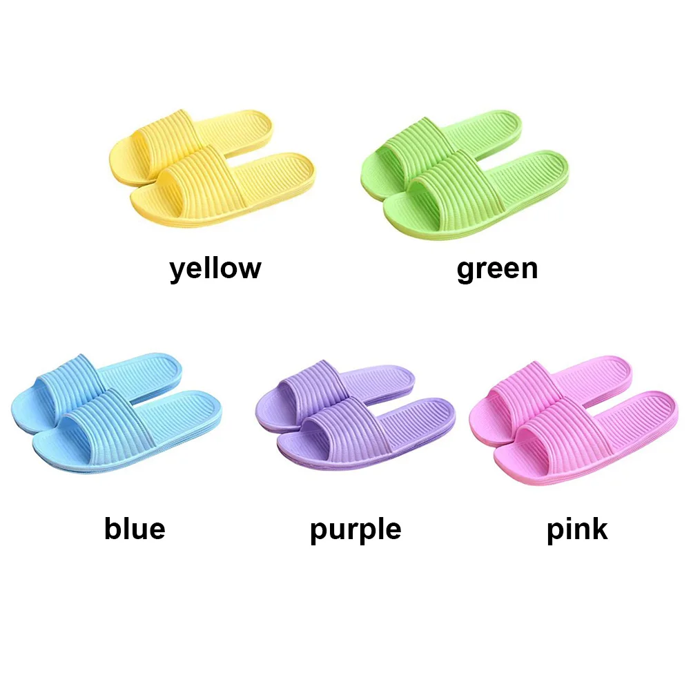 Женские полосатые Тапочки для ванной Нескользящие летние сандалии душа на