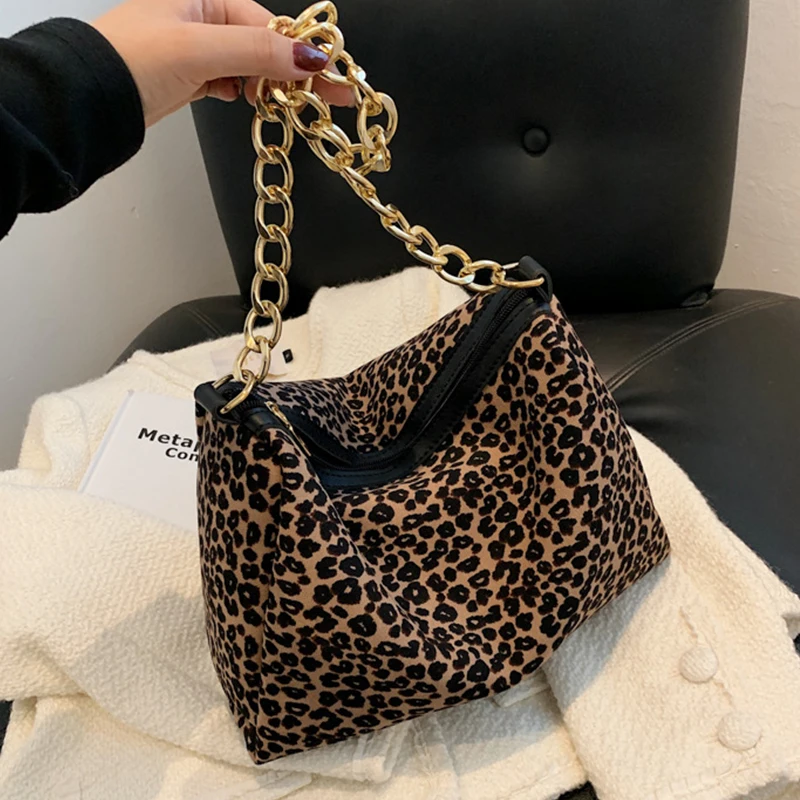 

Trendy Leopard Print Women's Shoulder Bag Pu Leather Small Crossbody Bags for Women Luxury Chain Brand Design Female Handbags