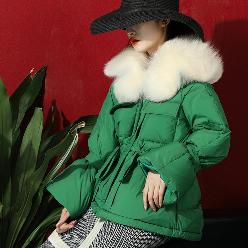 TWOTWINSTYLE женские хлопковые пальто в стиле пэчворк с мехом, хит цвета, воротник с лацканами, длинный рукав, высокая талия, на шнуровке, парки для женщин, новинка