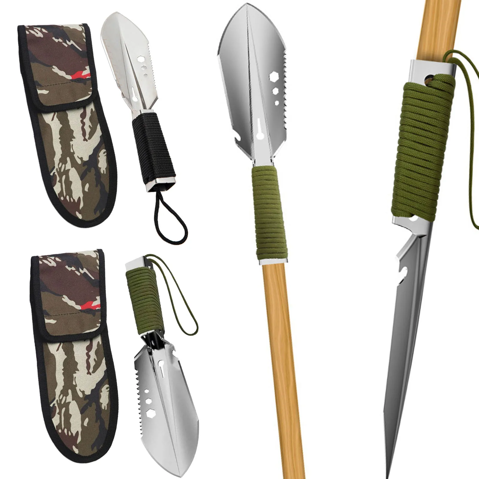 

Лопата, многофункциональные садовые инструменты из нержавеющей стали, с резьбой по дереву, шестигранный ключ, шпатель, нож, открывалка для б...