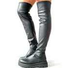 Женские нескользящие сапоги на платформе Easy Walk, черные повседневные Модные Удобные Сапоги выше колена для отдыха, распродажа 2021