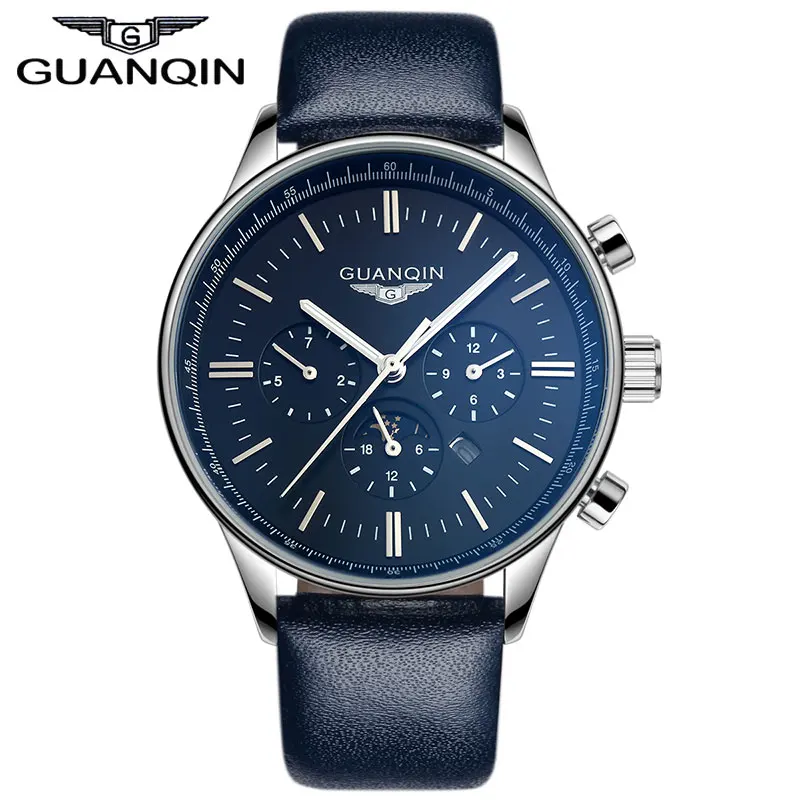 GUANQIN GQ12003 2017 мужские часы лучший бренд Роскошные светящиеся аналоговые модные