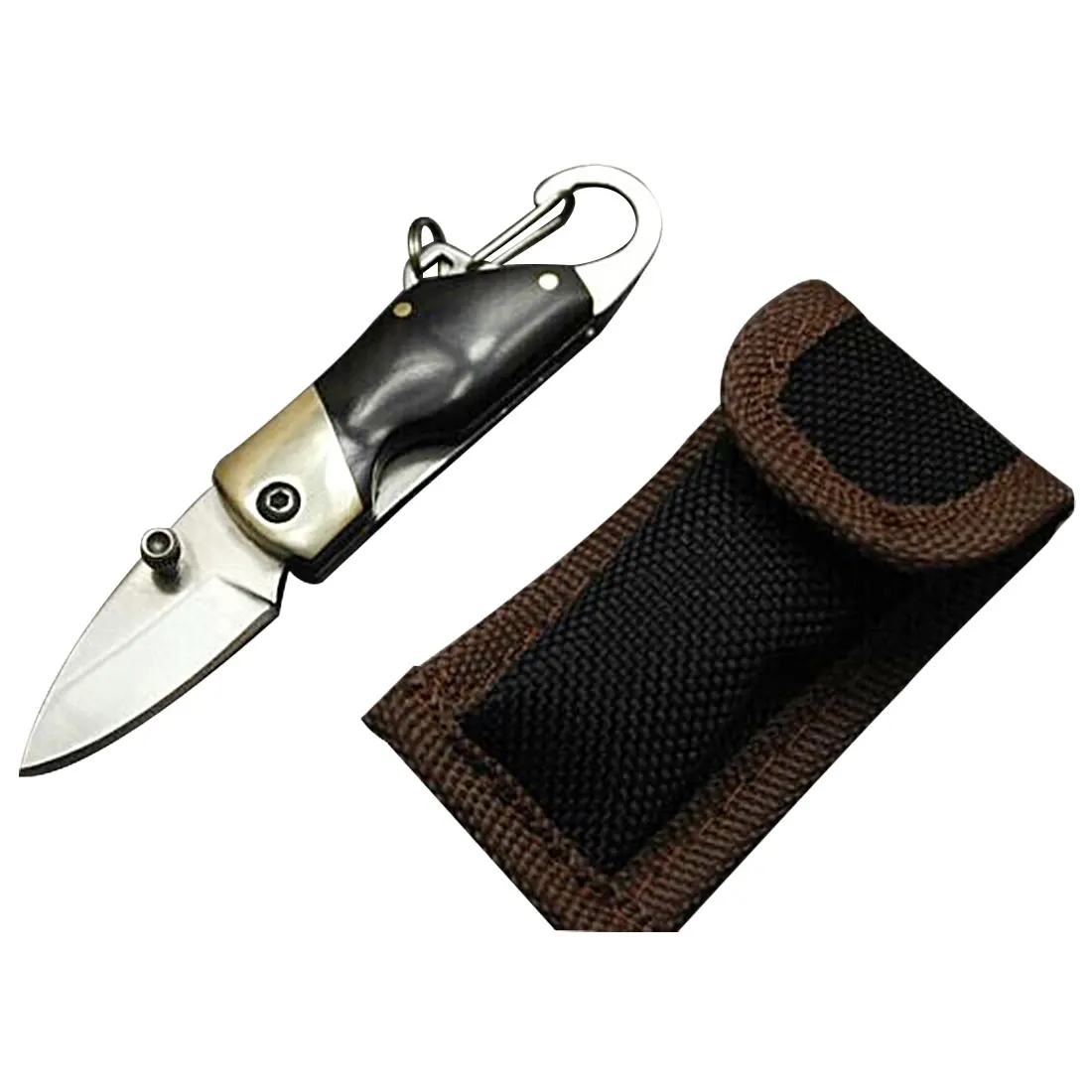 

Portable Pocket Tool Stainless Steel Mini Folding Knife with Carabiner Hanging Buckle Hike Outdoor Camp Survive Kit