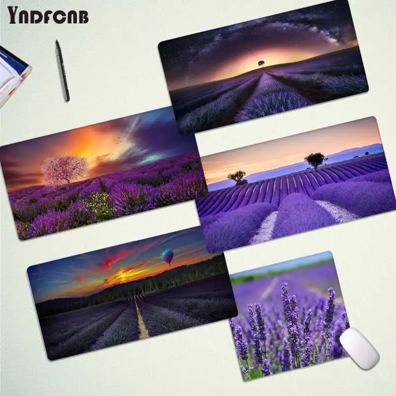 

YNDFCNB фиолетовый Лавандовый полевой аниме большой игровой коврик для мыши XL с фиксируемой кромкой размер для коврика для мыши клавиатуры Deak ...