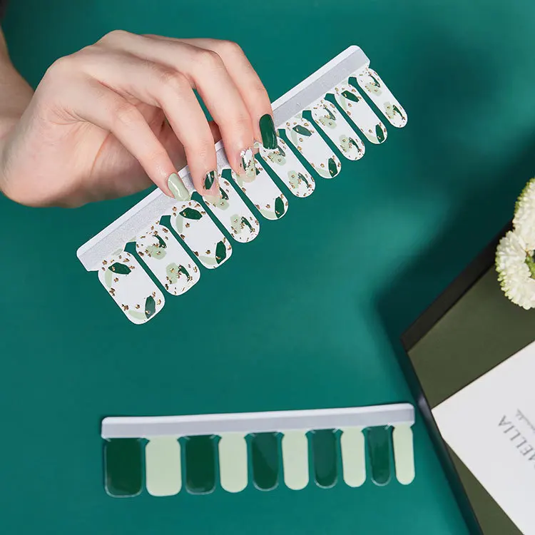 

Freshness Green Powder Sequins Fashion Nail Art Stickers Collection Manicure DIY Nail Polish Strips Wraps for Party Decor