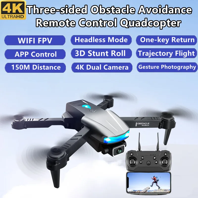 

Laser Obstacle Avoidance WIFI FPV RC Drone 4K HD Dual Camera 150M One Key Return Optical Flow Location RC Folding Quadcopter Toy