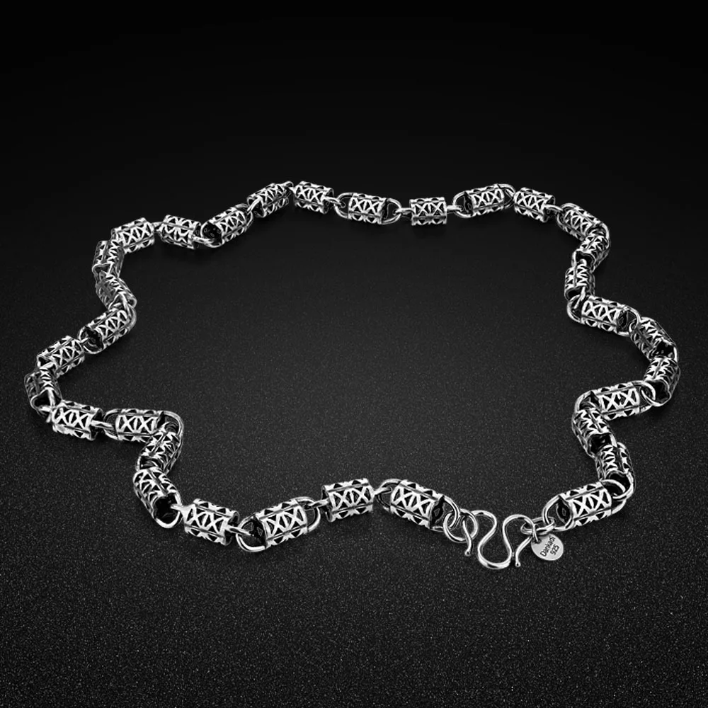 Мужское серебряное ожерелье в ретро-стиле 925 тайское с тотемным узором мужское