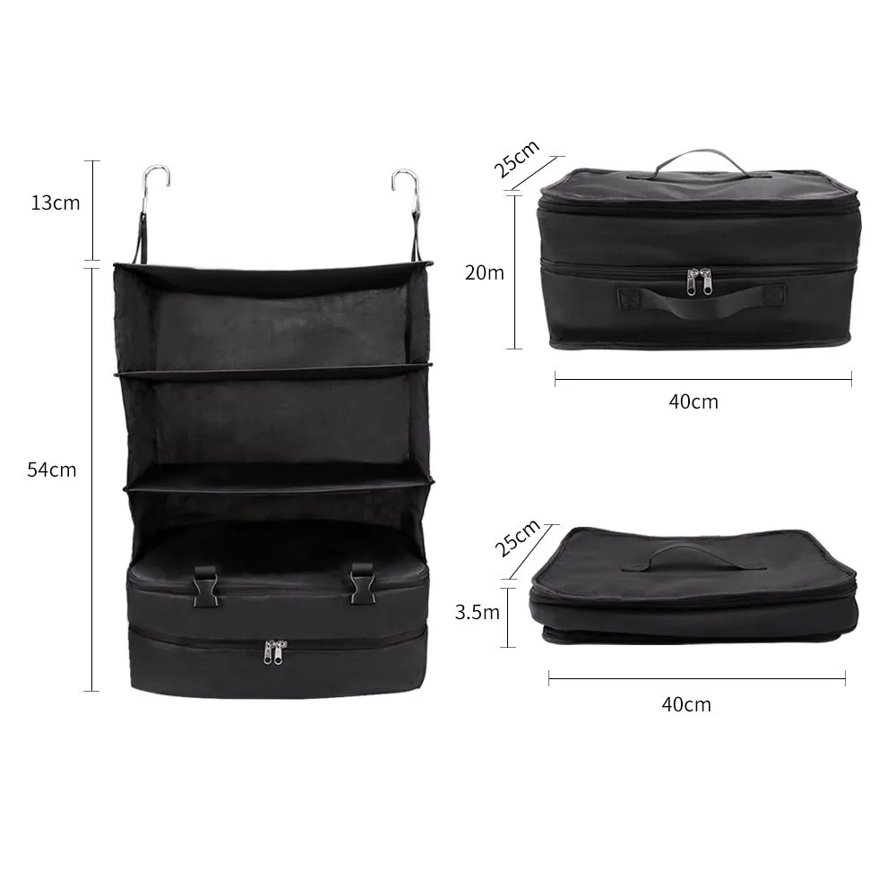 

Portable Luggage System Hanging Travel Shelves 3 Layer Storage Bag Organizer Portable Luggage System Hanging Travel Bags