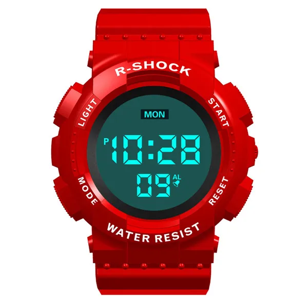 Red HONHX Relogio Digital Masculino, простые спортивные часы с циферблатом, Мужские Цифровые, светодиодный, водонепроницаемые часы, дата, электронные часы A15 - Цвет: Red