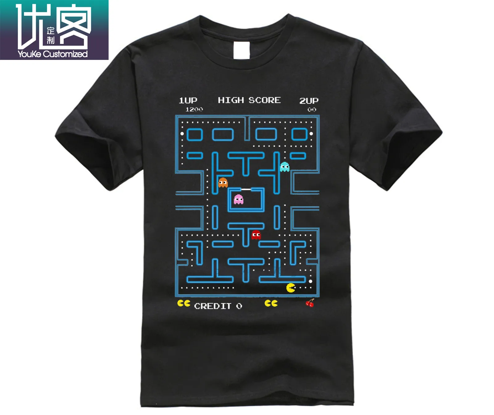 Мужская футболка Pacman Ретро 70s 80s аркадные ПК видеоигры космические захватчики |