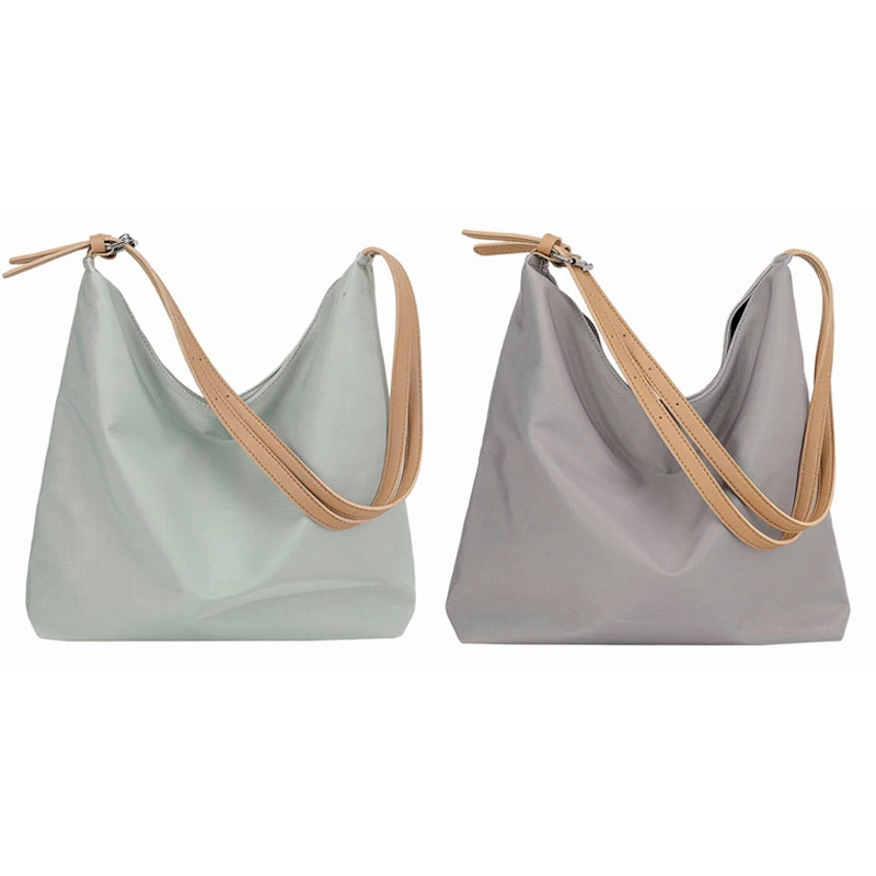 

2x Leather Women's Canvas Crossbody Bag Large Capacity Shopping Bag Fashion Casual Tote Bag Light Grey & Green